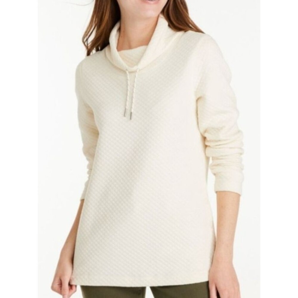L.L. Bean Womens Softlight Quilted Funnelneck Pullover Sweater Size S